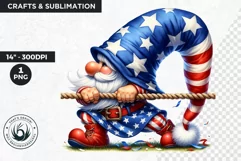 4th of July games clipart, patriotic gnome, gnome png Product Image 1