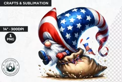 4th of July games clipart, patriotic gnome, gnome png Product Image 1