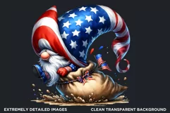 4th of July games clipart, patriotic gnome, gnome png Product Image 2