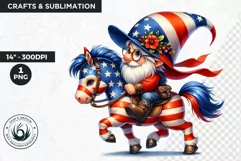 4th of July games clipart, patriotic gnome, gnome png Product Image 1