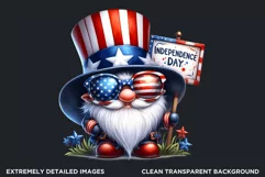 4th of July clipart, patriotic gnome clipart,USA flag png Product Image 2