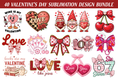 Valentine's Day Sublimation Design Bundle, 40 Valentine PNG Product Image 1