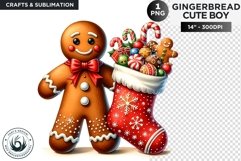 Gingerbread man with socket and sweets Christmas png clipart Product Image 1