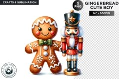 Gingerbread man with Nutcracker Christmas png clipart Product Image 1