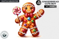 Gingerbread man with sugar cane png clipart sublimation Product Image 1