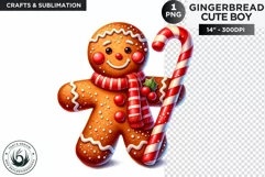 Gingerbread man with sugar cane png clipart sublimation Product Image 1