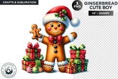 Gingerbread man with gifts Christmas cookies png clipart Product Image 1