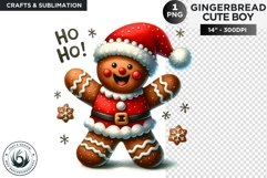 Gingerbread man with santa clothes Christmas png clipart Product Image 1