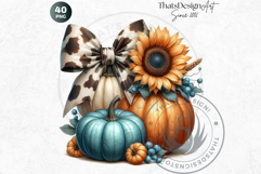 Western Coquette Pumpkins PNG, Cowgirl Fall Decor clipart Product Image 10