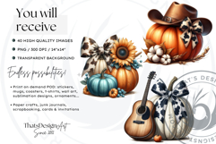 Western Coquette Pumpkins PNG, Cowgirl Fall Decor clipart Product Image 2