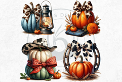 Western Coquette Pumpkins PNG, Cowgirl Fall Decor clipart Product Image 6