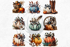 Western Coquette Pumpkins PNG, Cowgirl Fall Decor clipart Product Image 9