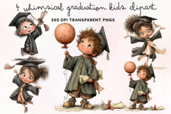 Whimsical Graduation Kids Clipart PNG Product Image 1