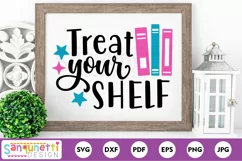 Treat your shelf reading SVG cutting file for book lovers Product Image 1