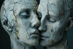 Intimate sculpture of two faces in embrace Product Image 1