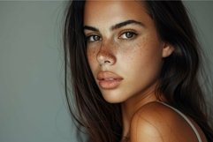 Beautiful latin woman with freckles is posing in studio Product Image 1