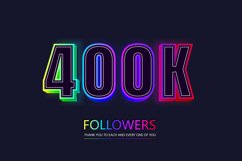 400k social followers and subscribers neon text effect. Product Image 1