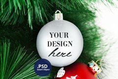 White Bauble Mockup, Round Christmas Ornament Mock up PSD Product Image 1