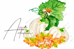 Watercolor clipart autumn.Pumpkin sublimation. PNG JPG Product Image 1