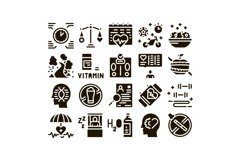 Healthy Lifestyle Glyph Set Vector Product Image 1