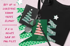 Ribbon Christmas Trees Clipart Set of 12 PNG files Product Image 4