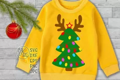 Christmas tree with deer antlers baby toddler clipart svg Product Image 2
