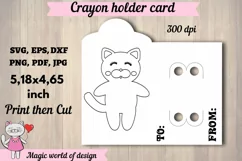 Christmas Cat Coloring Card, Crayon Holder Card svg Product Image 2