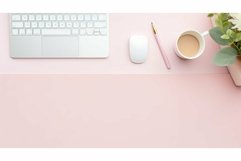 clutter desk flat lay pink Product Image 1