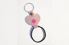 Heart hair elastic fold over Key fob chain template svg dxf Product Image 1