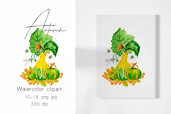 Watercolor clipart autumn.Pumpkin sublimation. PNG JPG Product Image 2