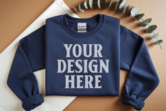 Navy Gildan 18000 Folded Flat Lay Mockups Product Image 1