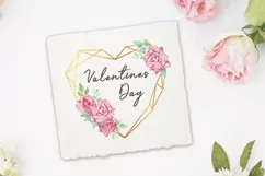 Watercolor Heart Valentine Wreath Boho Clipart Product Image 3