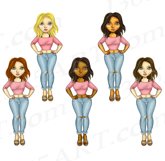 Casual Girls Clipart, Fashion Planner Doll Illustrations Product Image 3