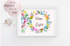 Happy Easter Printable Floral Watercolor Product Image 1