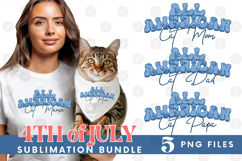 American Cat Mama Papa 4th of July USA Paw DTF PNG Bundle Product Image 1