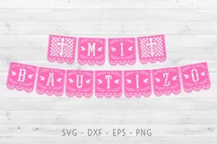 Mi bautizo banner in papel picado style, Svg file for cricut Product Image 2