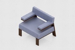 Isometric Arm Chair 3D isolated render Product Image 1