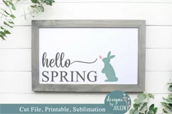 Hello Spring Rabbit SVG, png, eps, sublimation, printable Product Image 1