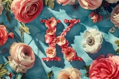 Pink Flowers with the Letter K Background Wallpaper Product Image 1
