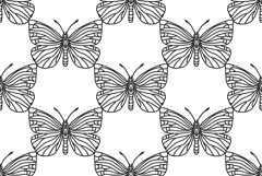 Line art botanical butterflies seamless pattern vector Product Image 1