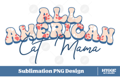 American Cat Mama Papa 4th of July USA Paw DTF PNG Bundle Product Image 2