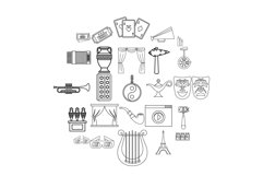 Cinema icons set, outline style Product Image 1