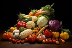 Fresh assorted vegetables on dark background Product Image 1