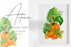 Watercolor clipart autumn.Pumpkin sublimation. PNG JPG Product Image 5
