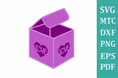 SVG 3D Favor Gift Box Heart LOVE for Party Wedding Bridal Product Image 1