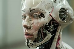 Android with transparent skin is showing artificial intellig Product Image 1
