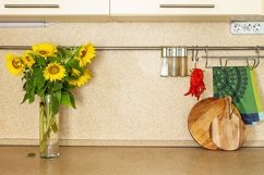 Kitchen interior with bouquet of sunflowers. Product Image 1
