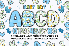 Baby Boy Alphabet PNG Clip Art, baby boy letters doodle Product Image 1