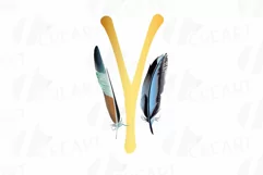 Tribal golden alphabet with feathers clip art, png files Product Image 6