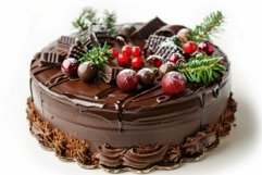 Festive chocolate cake with winter decorations Product Image 1